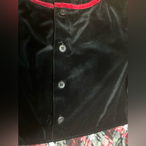 Hanna Andersson Black Red Velour Flannel Plaid Dress Sz 8 130 Holiday Christmas - Picture 6 of 7